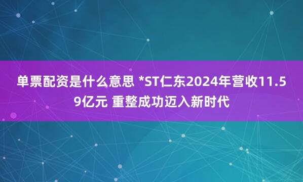 单票配资是什么意思 *ST仁东2024年营收11.59亿元 重整成功迈入新时代
