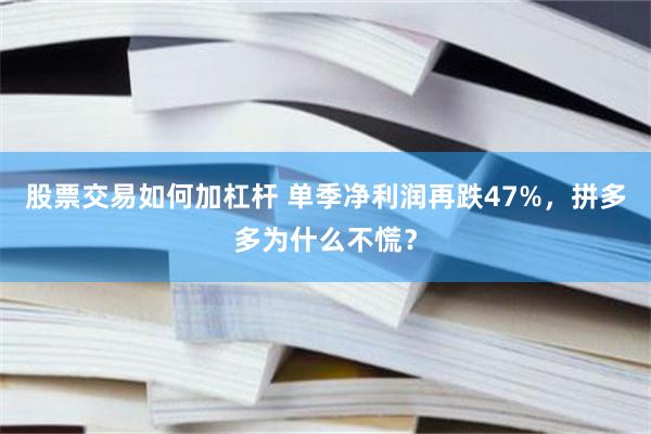 股票交易如何加杠杆 单季净利润再跌47%，拼多多为什么不慌？