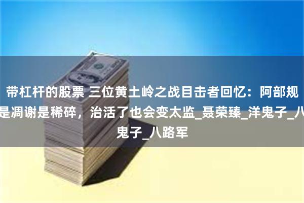 带杠杆的股票 三位黄土岭之战目击者回忆：阿部规秀不是凋谢是稀碎，治活了也会变太监_聂荣臻_洋鬼子_八路军