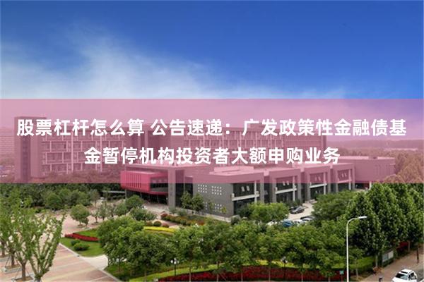 股票杠杆怎么算 公告速递：广发政策性金融债基金暂停机构投资者大额申购业务